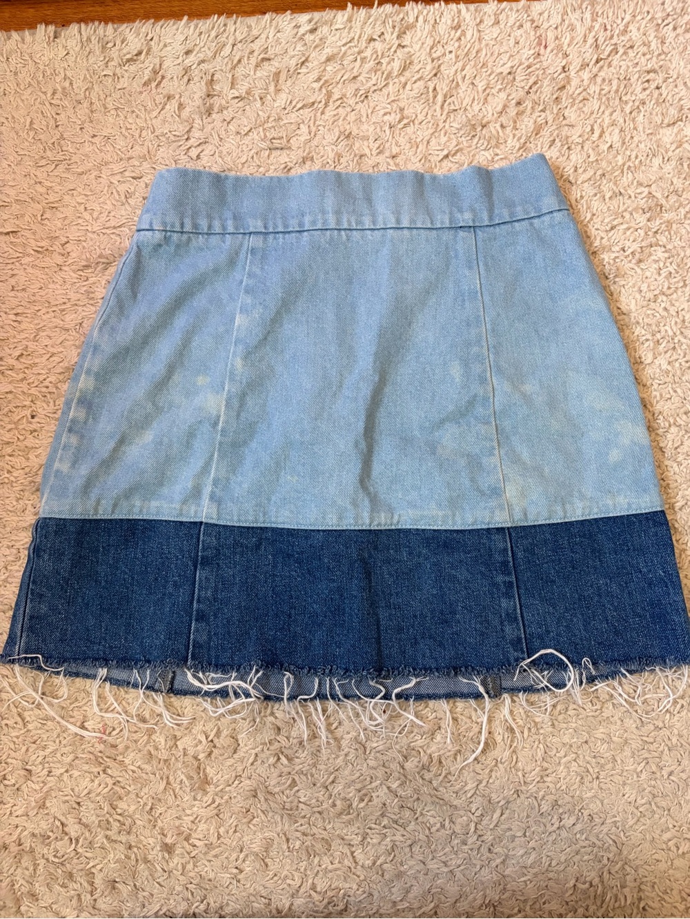Light and Dark Blue Denim Colorblock TopShop Mini Skirt